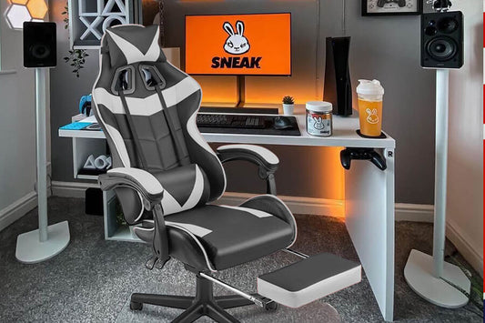 white and black gaming chair
