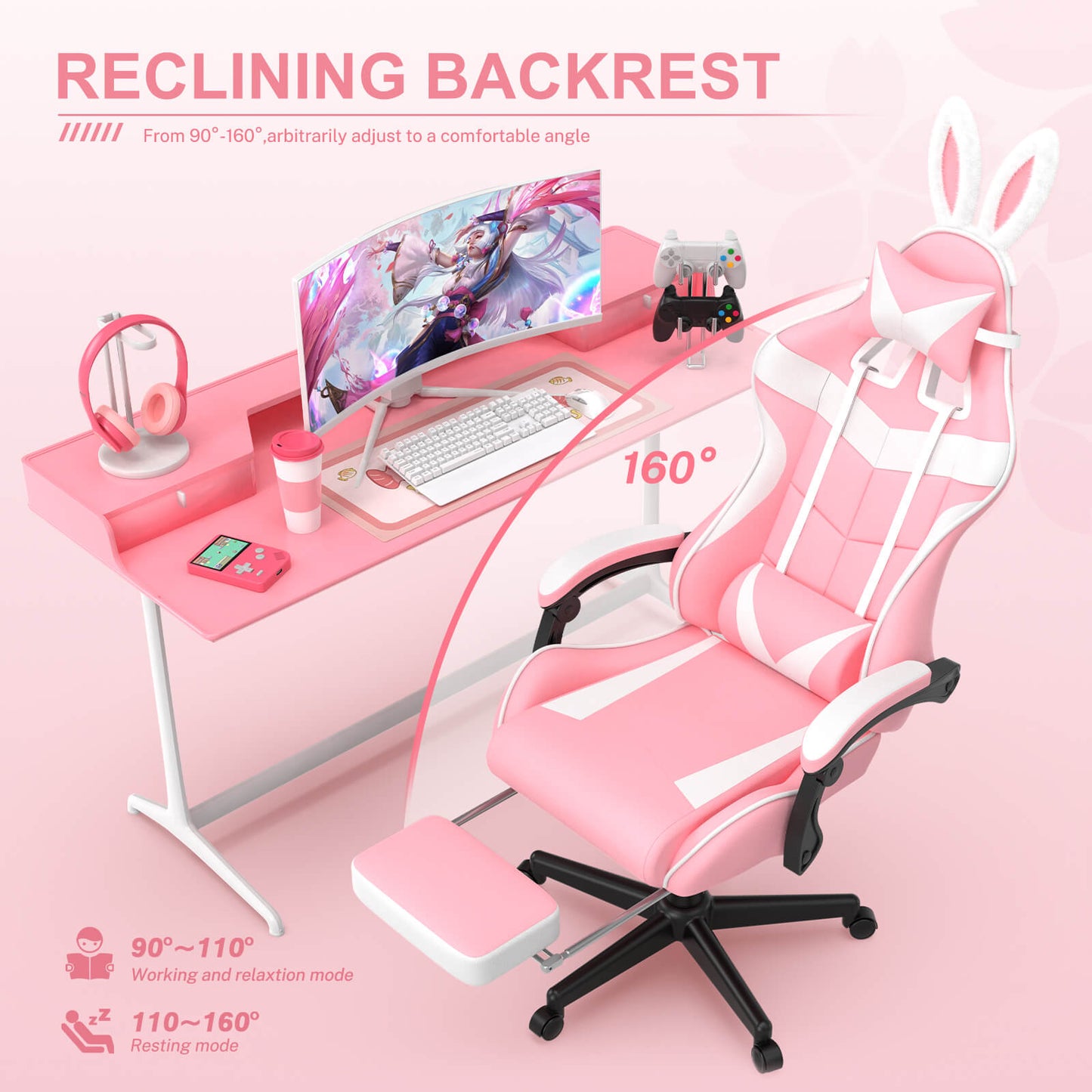 【@gingerdoll101 Recommended】Limited Edition Pink Gaming Chair High Back Chair for Girl Gamer
