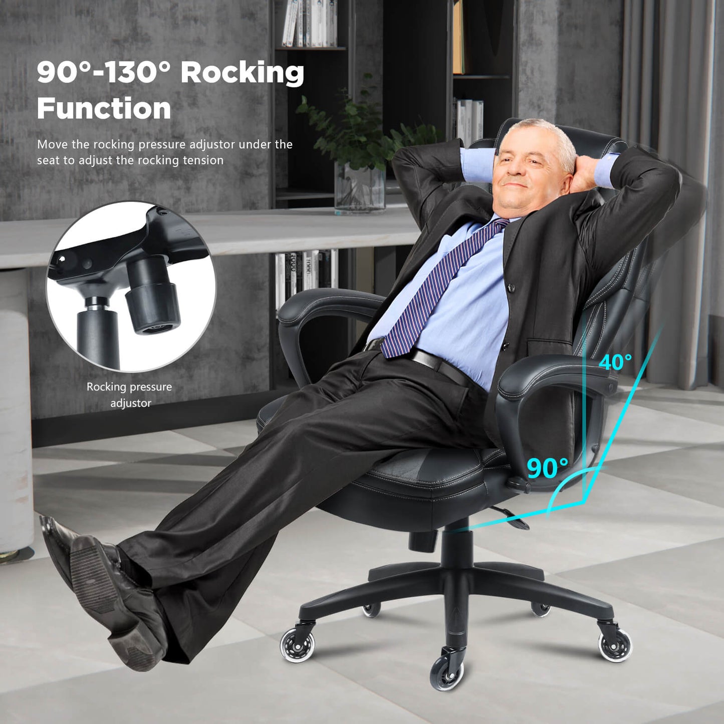 Soontrans Executive Office Chair with Lumbar Support 400lbs Breathable Fabric Big and Tall Office Chair Desk Chair with Caster Wheels (Suede Fabric)