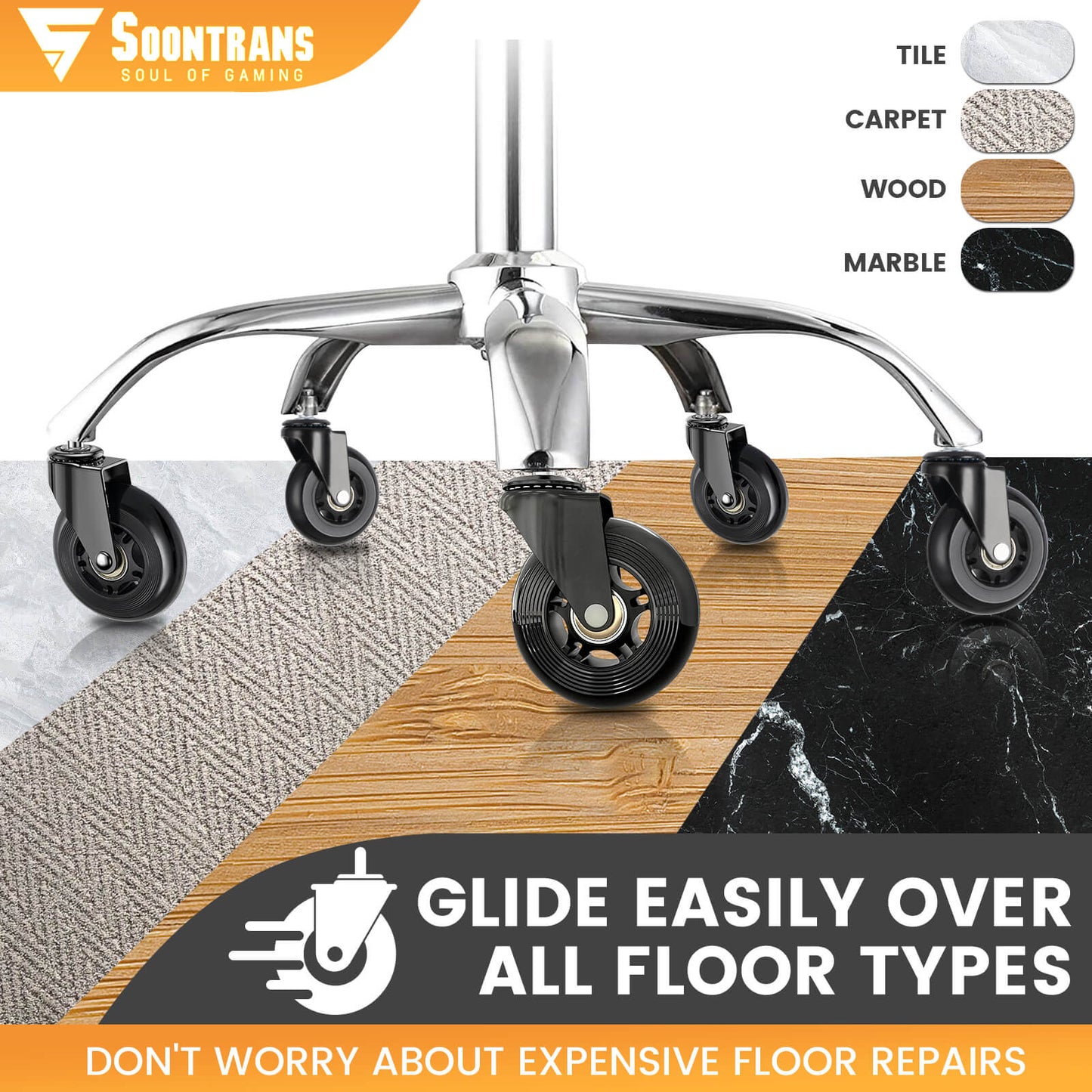 Rollerblade Wheels Replacement for Office Gaming Chairs Caster Wheels NOT Compatible for IKEA