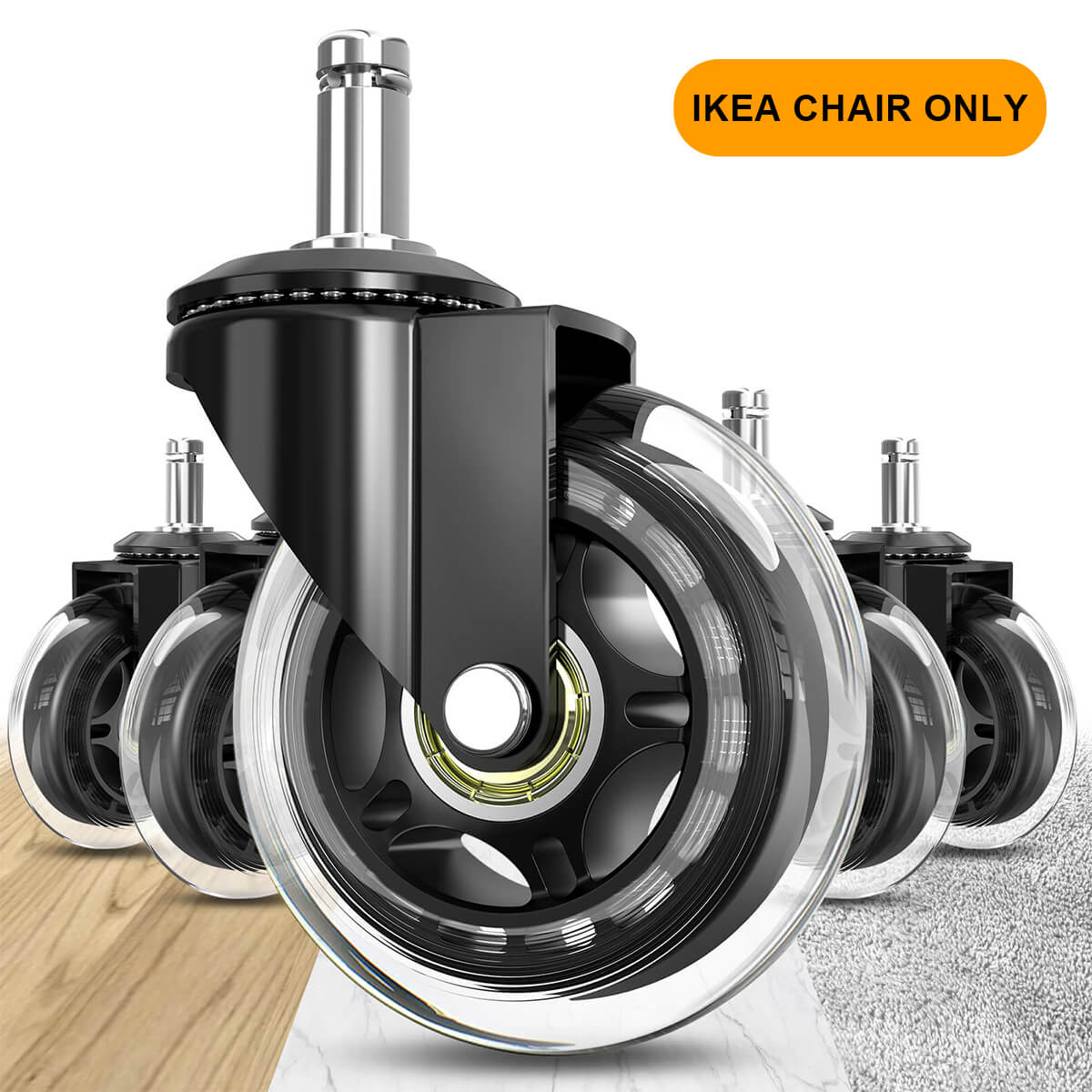 【Compatible with IKEA Chairs ONLY】Soontrans Office Chair Wheels 10mm Stem Desk Chair Caster Wheels Protection for Hardwood Floors Carpet -Set of 5
