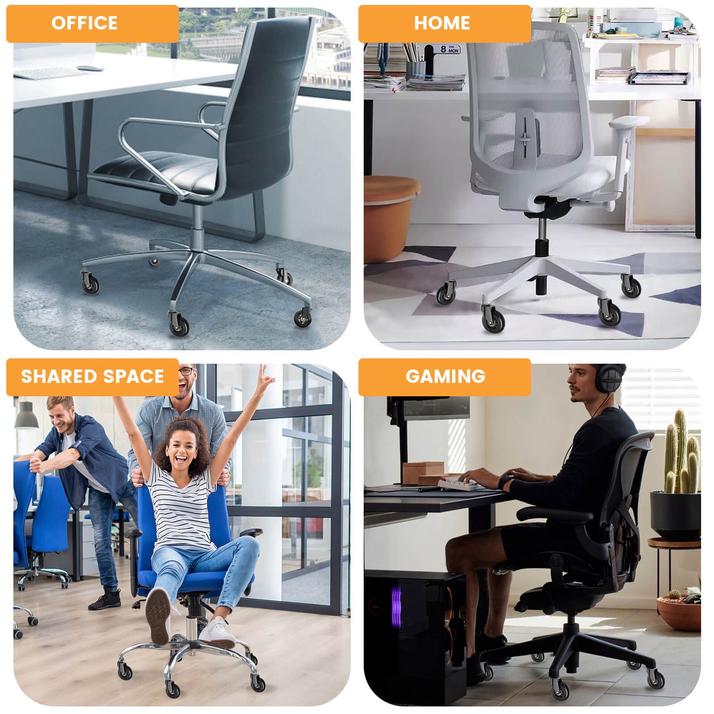 Rollerblade Wheels Replacement for Office Gaming Chairs Caster Wheels NOT Compatible for IKEA