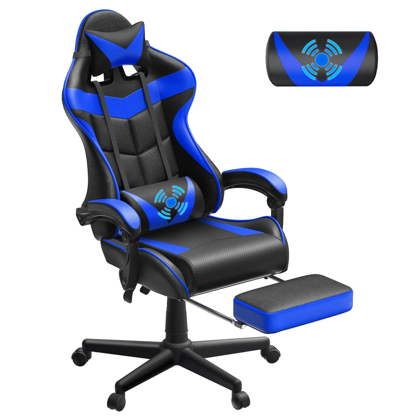 【CAPTAIN 2.0】 Storm Blue Gaming Chair with Footrest - SOONTRANS