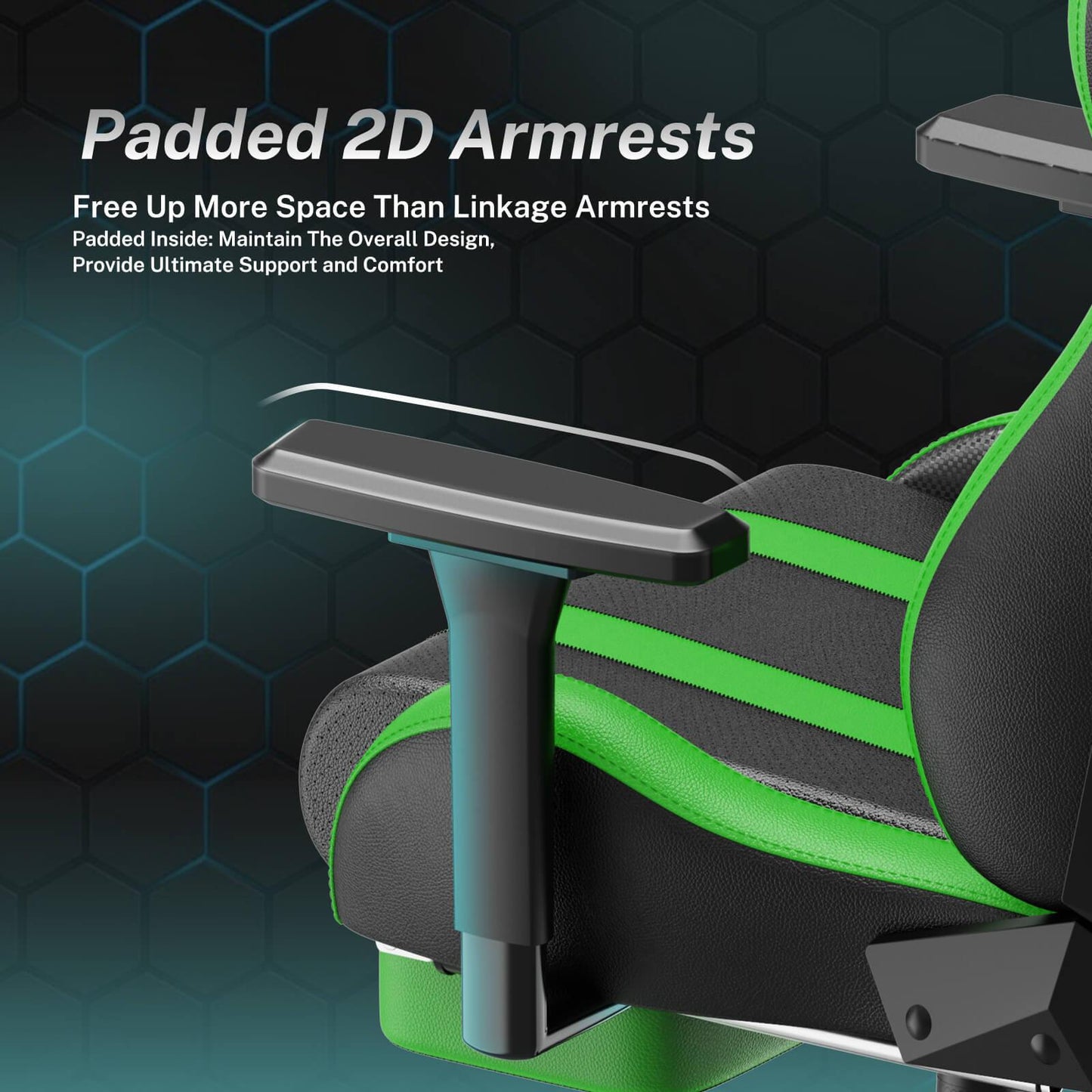 【Designed for Gamers】Alpha Series Green Reclining Gaming Chair with Footrest Ergonomic Video Game Chair - SOONTRANS