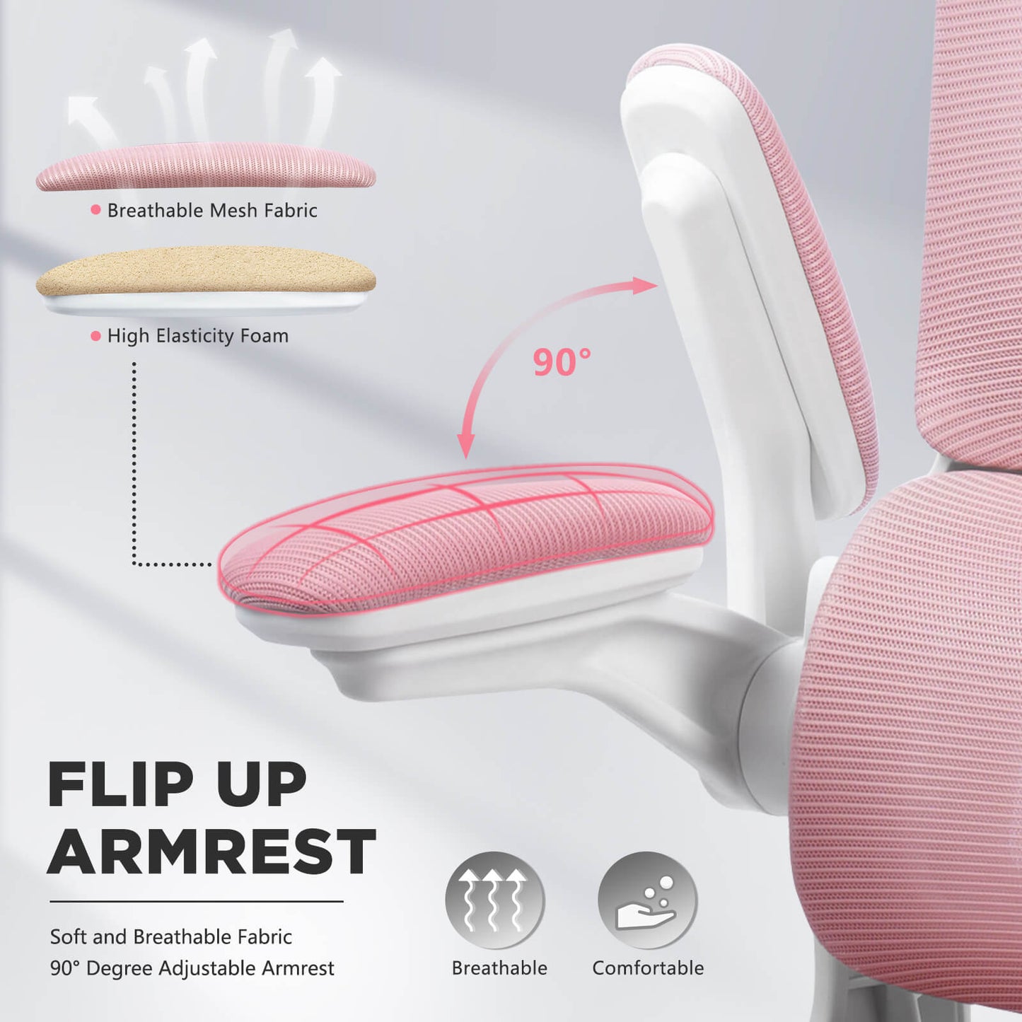 Soontrans Ergonomic Breathable Mesh Office Chair - Pink