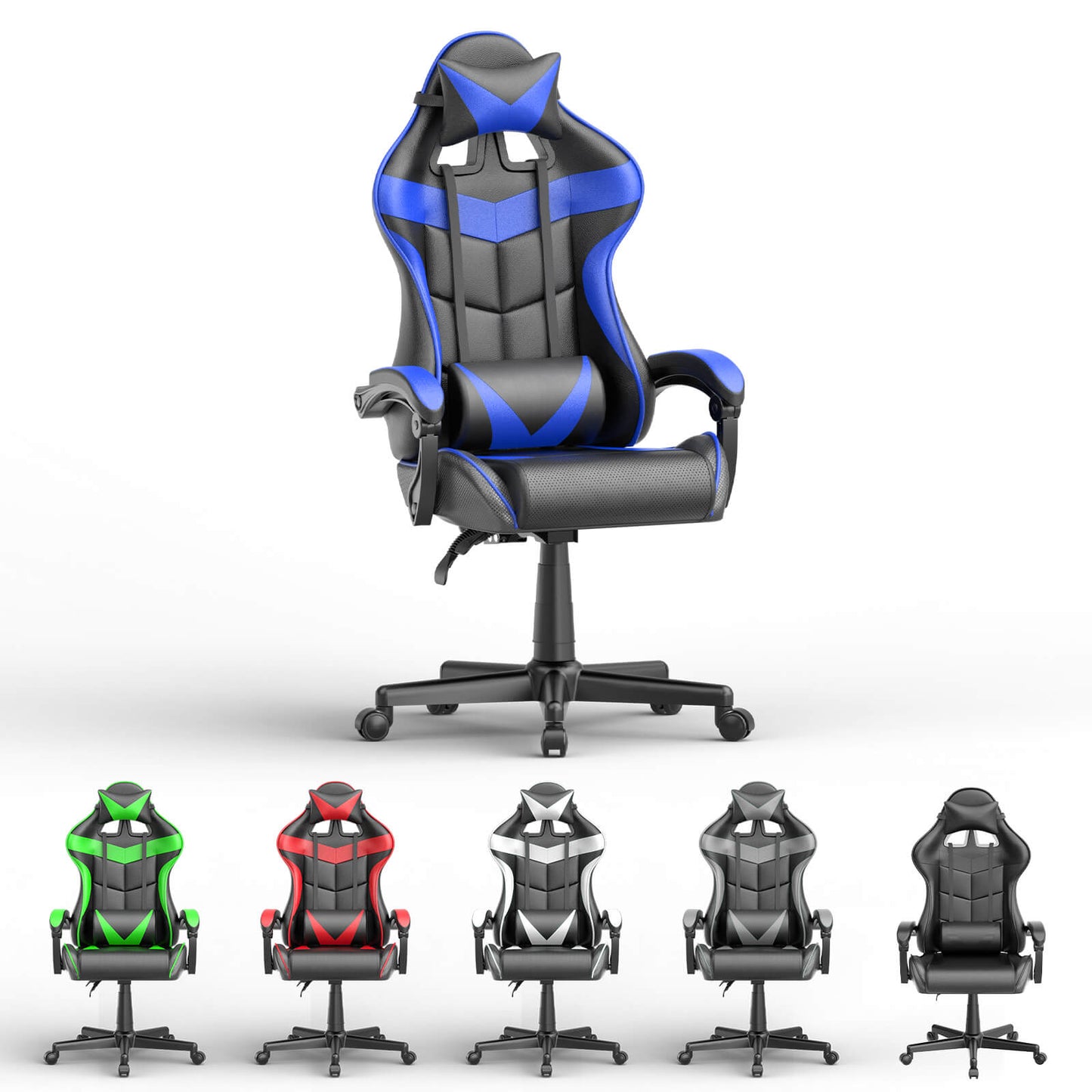 Captain Series Basic Gaming Chair Without Footrest Comfortable Cushion Seat (Blue)