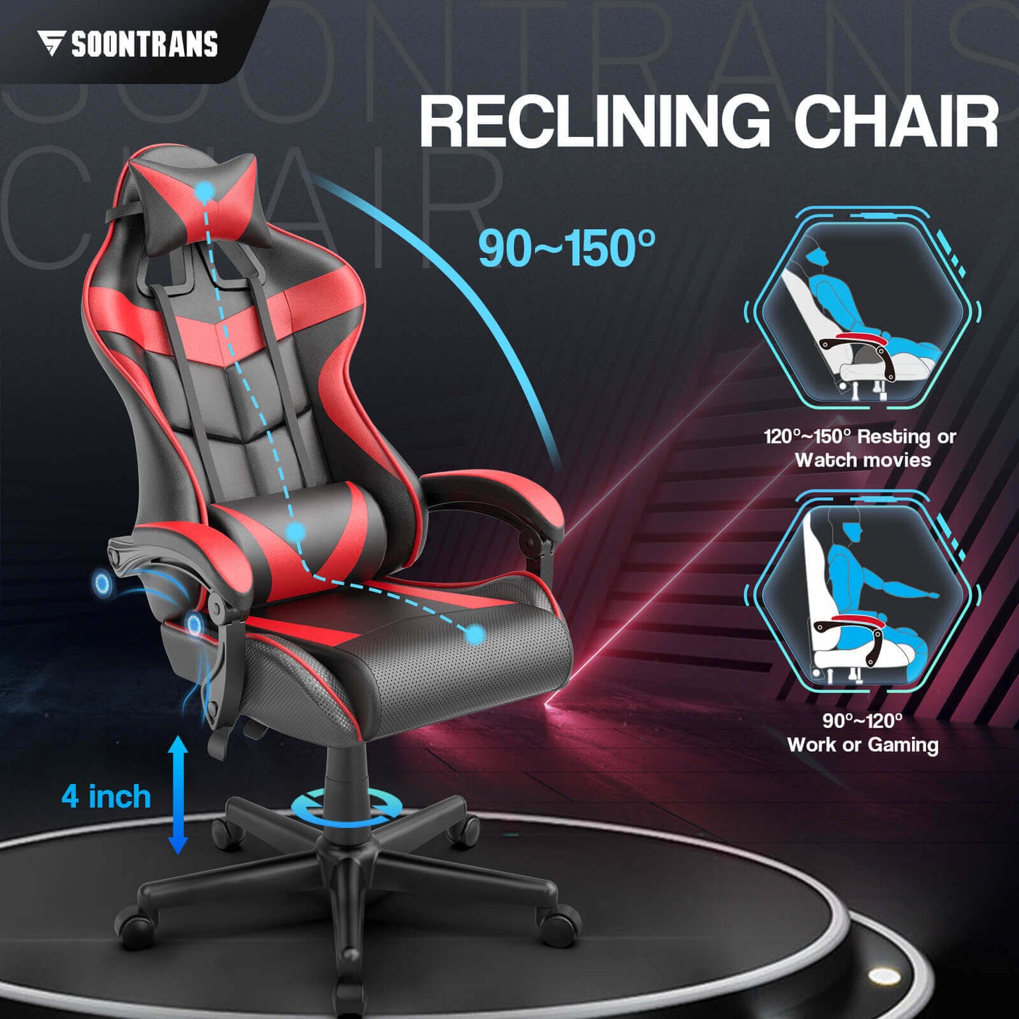 Captain Series Non-Footrest Version Gaming Chair Ergonomic Racing Seat (Red)
