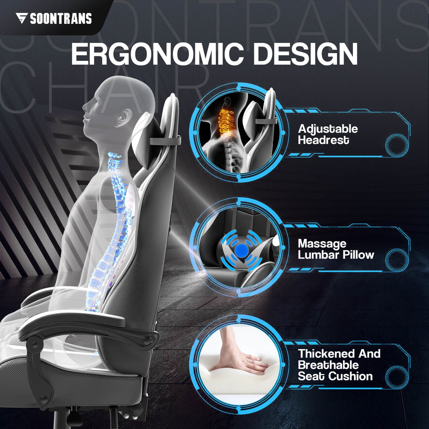 Captain Series Basic White Gaming Chair Without Footrest Good Desk Chairs for Gaming
