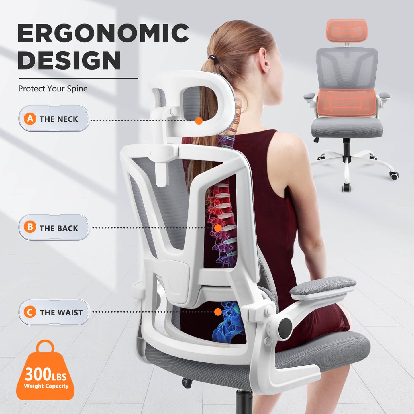 Soontrans Ergonomic Breathable Mesh Office Chair - Dark Gray