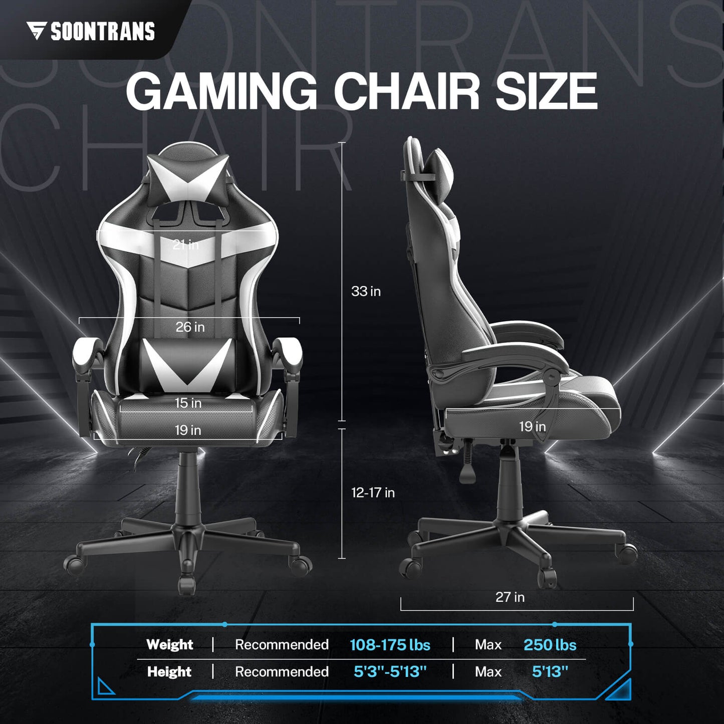 Captain Series Basic White Gaming Chair Without Footrest Good Desk Chairs for Gaming