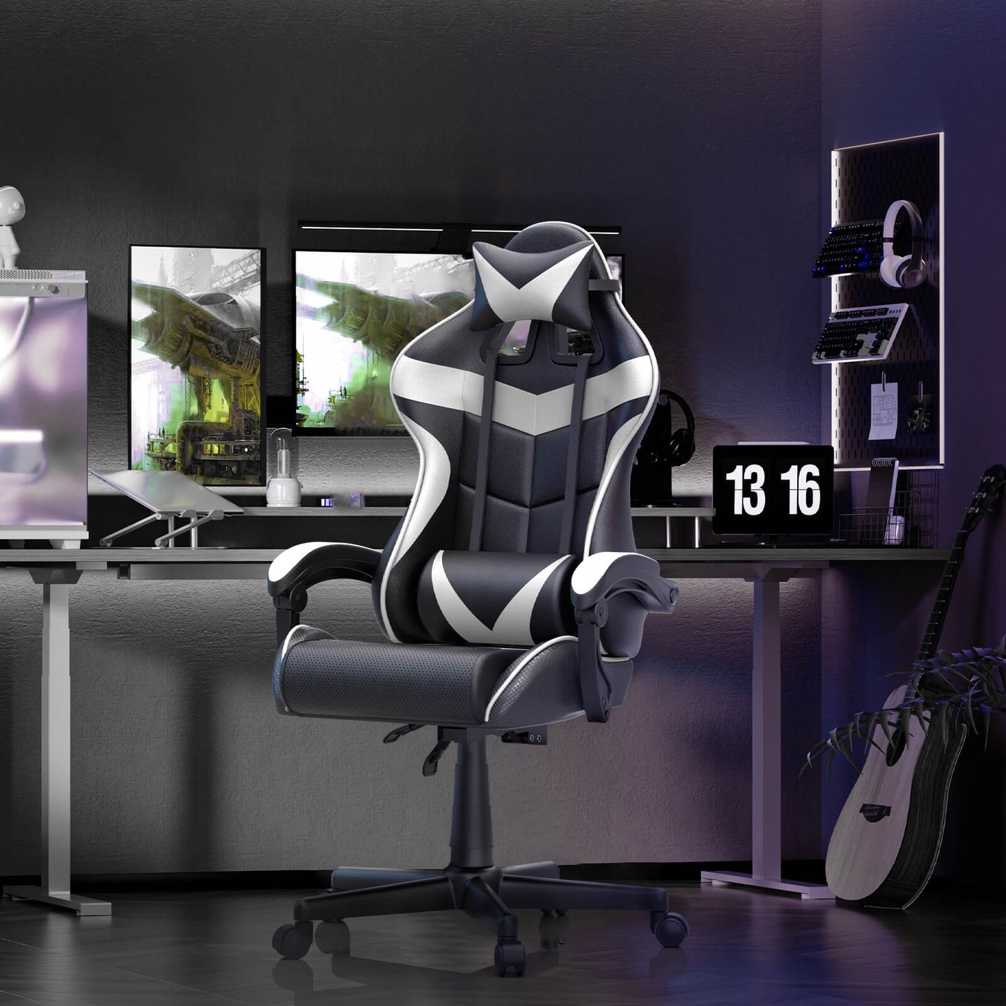 Captain Series Basic White Gaming Chair Without Footrest Good Desk Chairs for Gaming