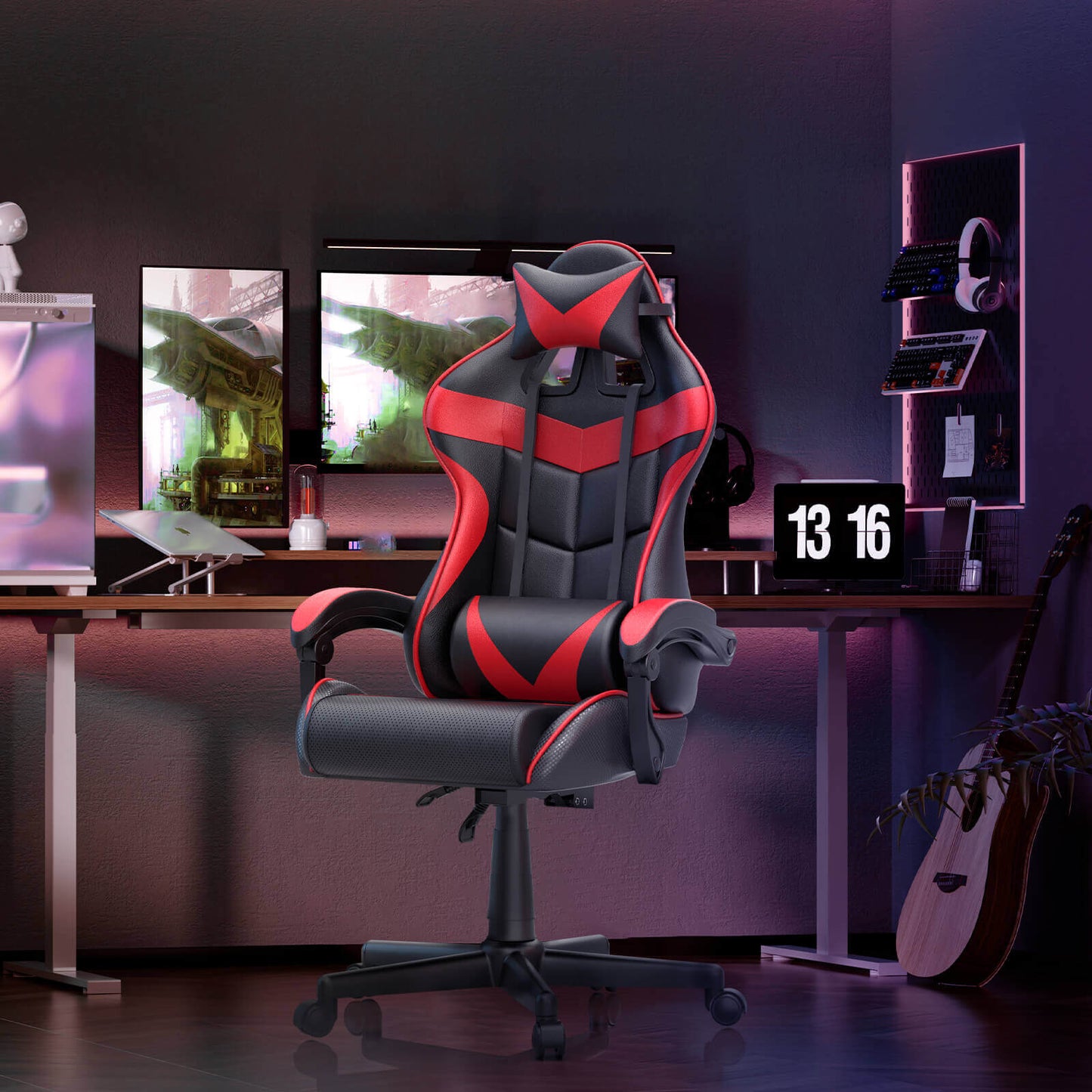 Captain Series Non-Footrest Version Gaming Chair Ergonomic Racing Seat (Red)