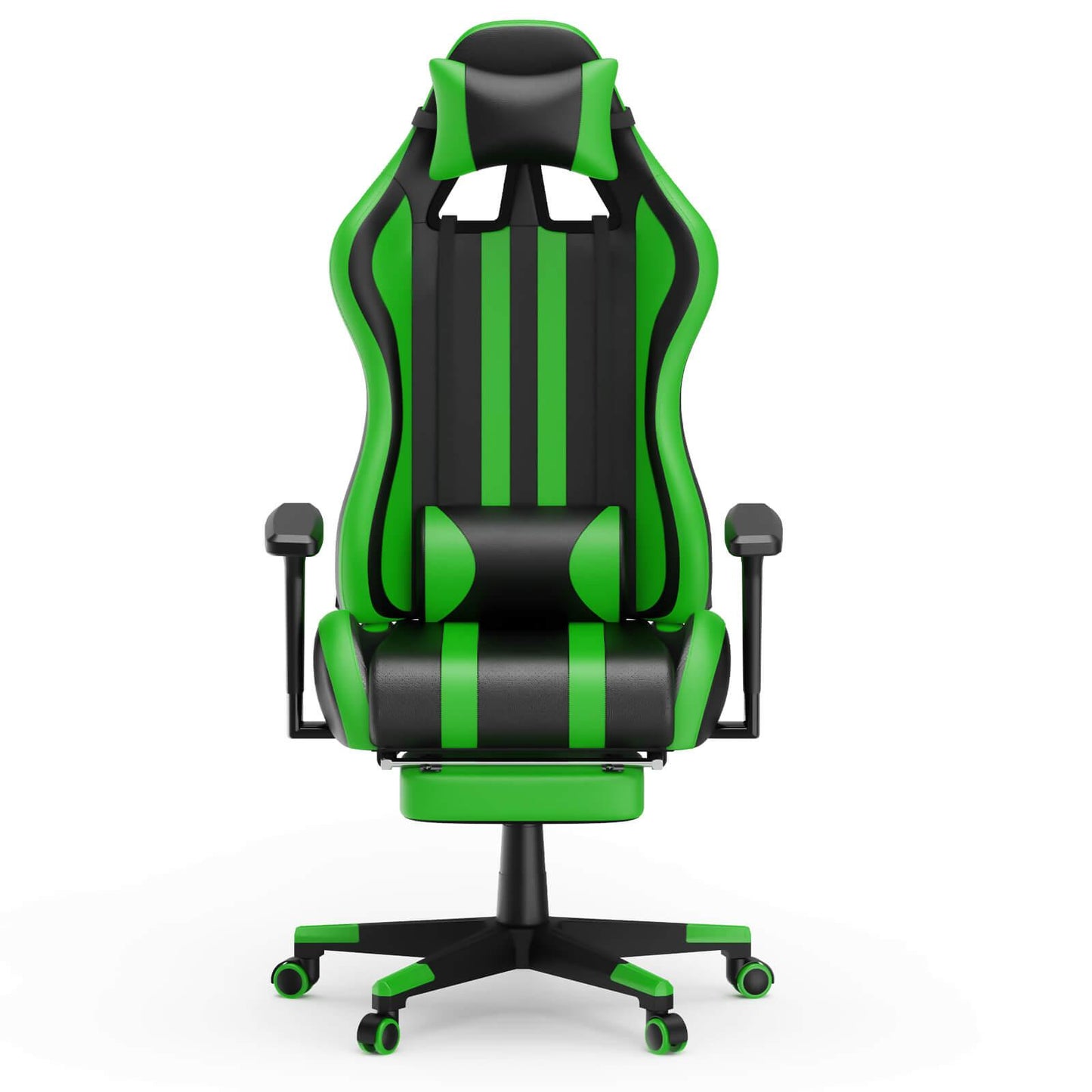 【Designed for Gamers】Alpha Series Green Reclining Gaming Chair with Footrest Ergonomic Video Game Chair - SOONTRANS