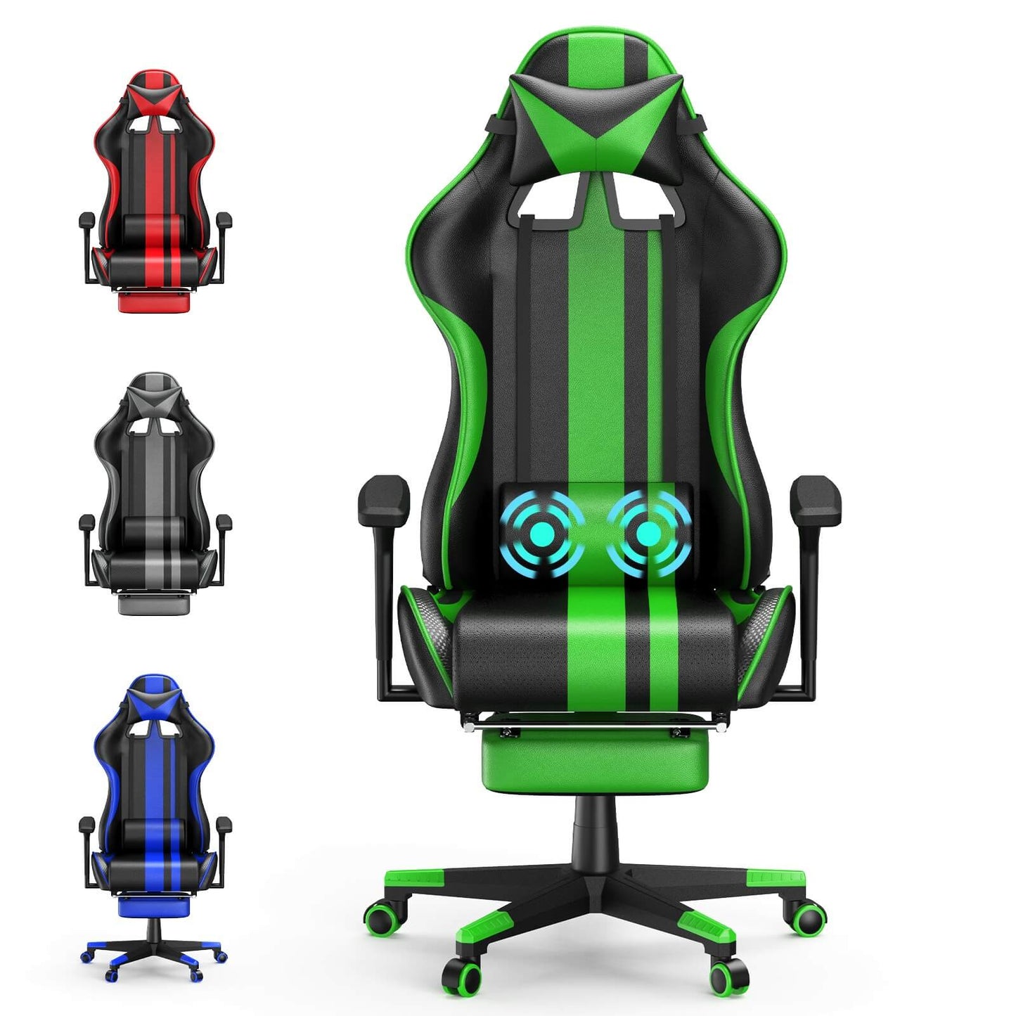 Sedia da gamer grande e alta con poggiatesta e supporto lombare