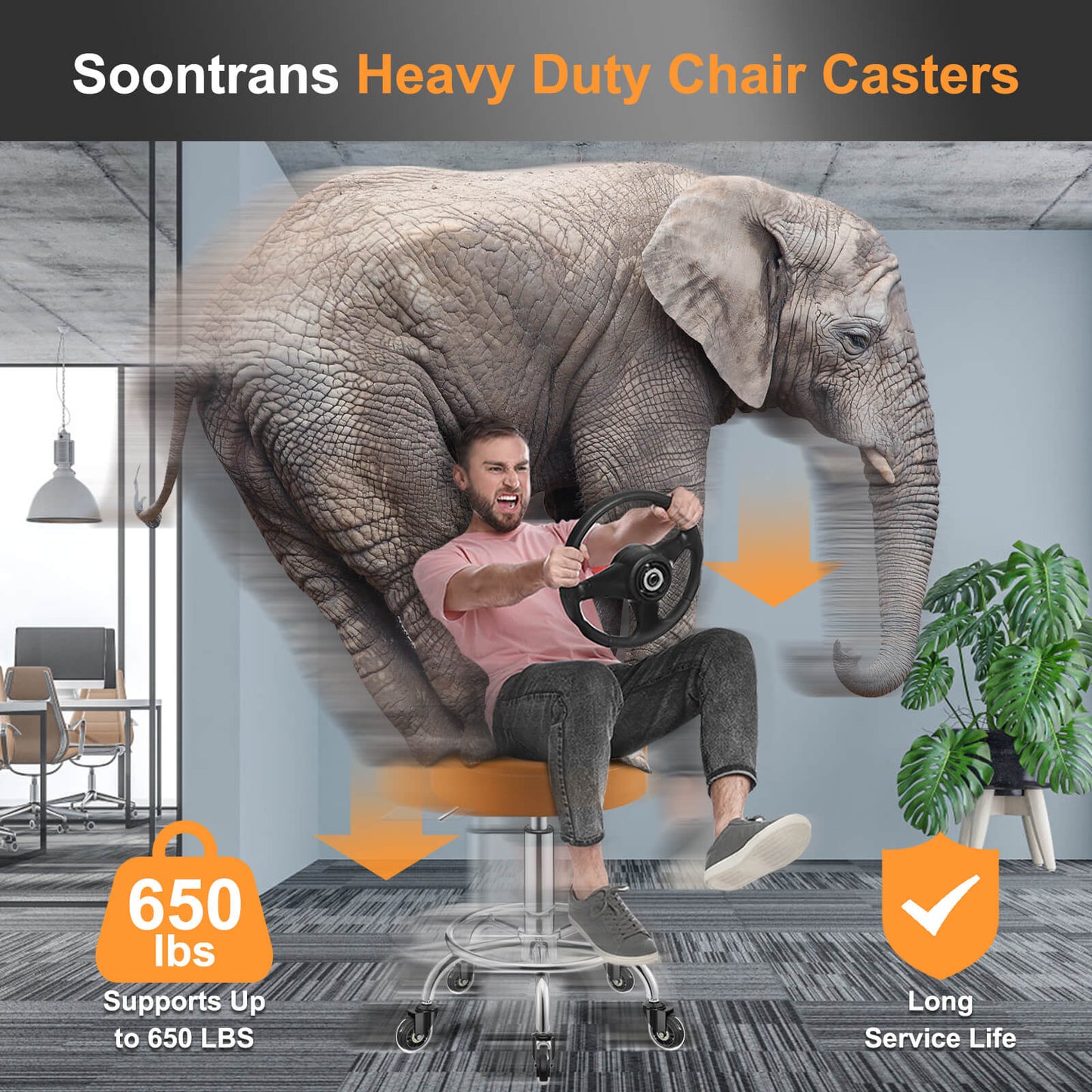 Soontrans Heavy Duty Office Chair Caster Wheels for Wood Floor Not Compatible for IKEA