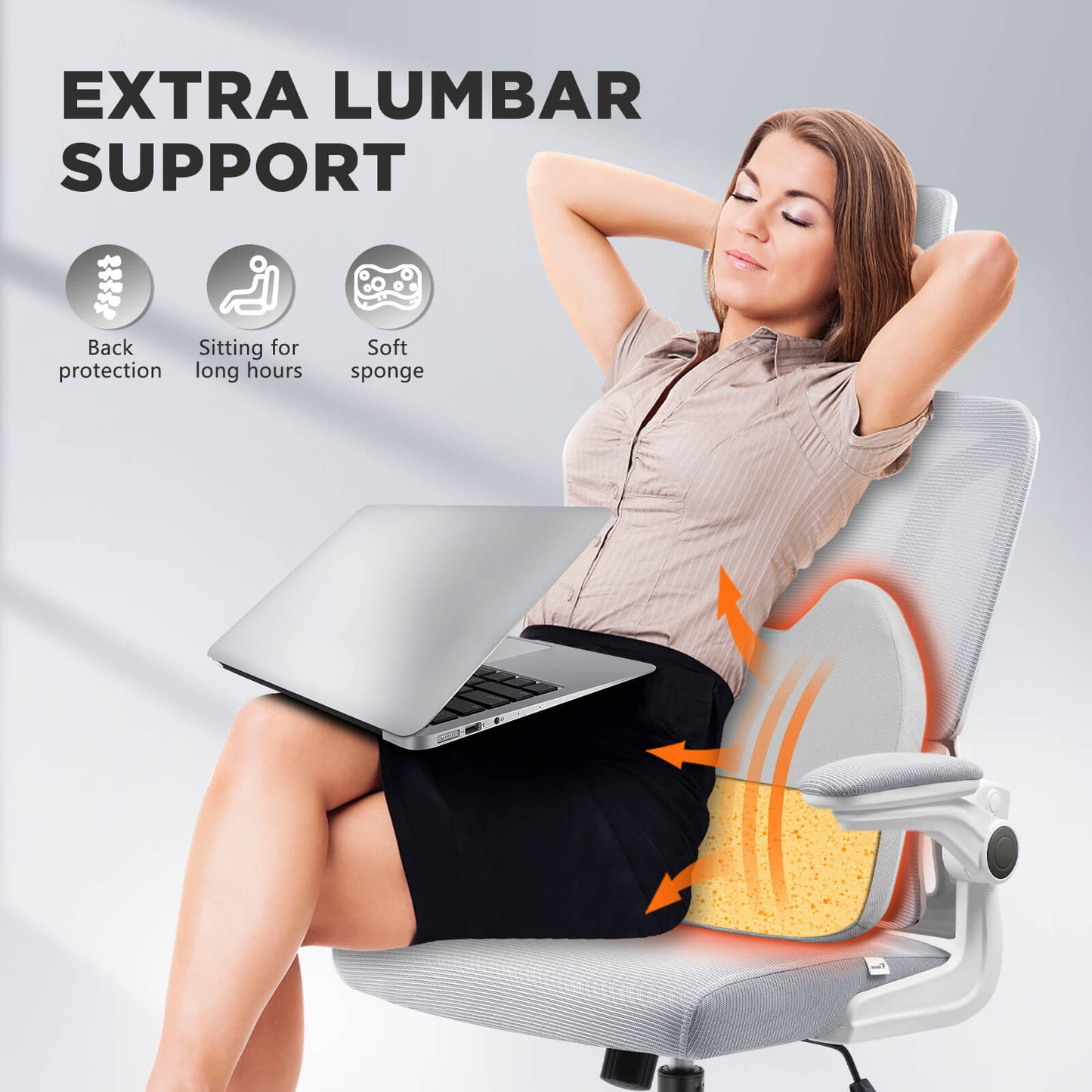 Soontrans Ergonomic Breathable Mesh Office Chair - White Gray