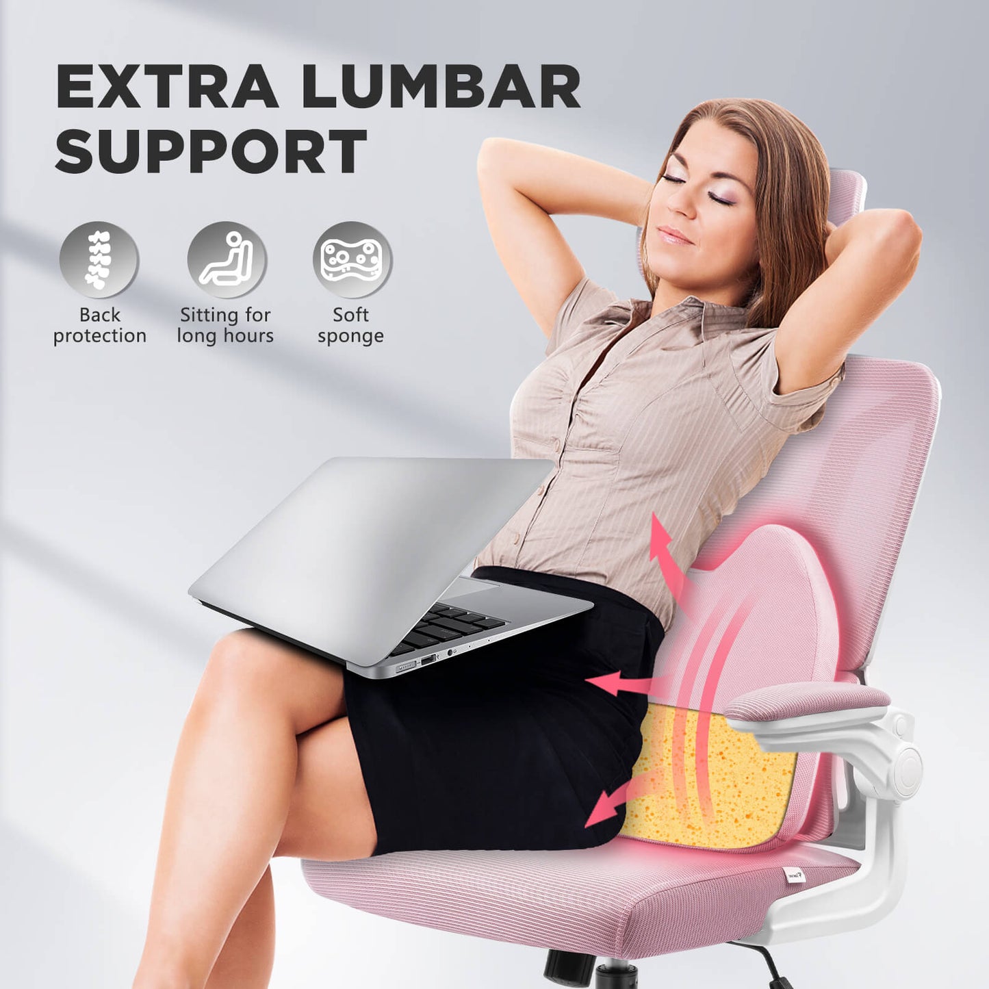 Soontrans Ergonomic Breathable Mesh Office Chair - Pink
