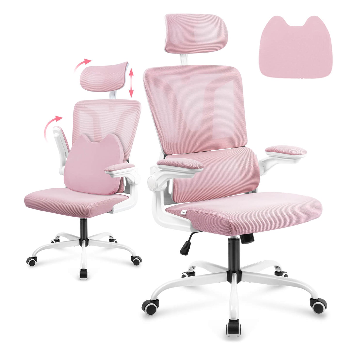 Soontrans Ergonomic Breathable Mesh Office Chair - Pink