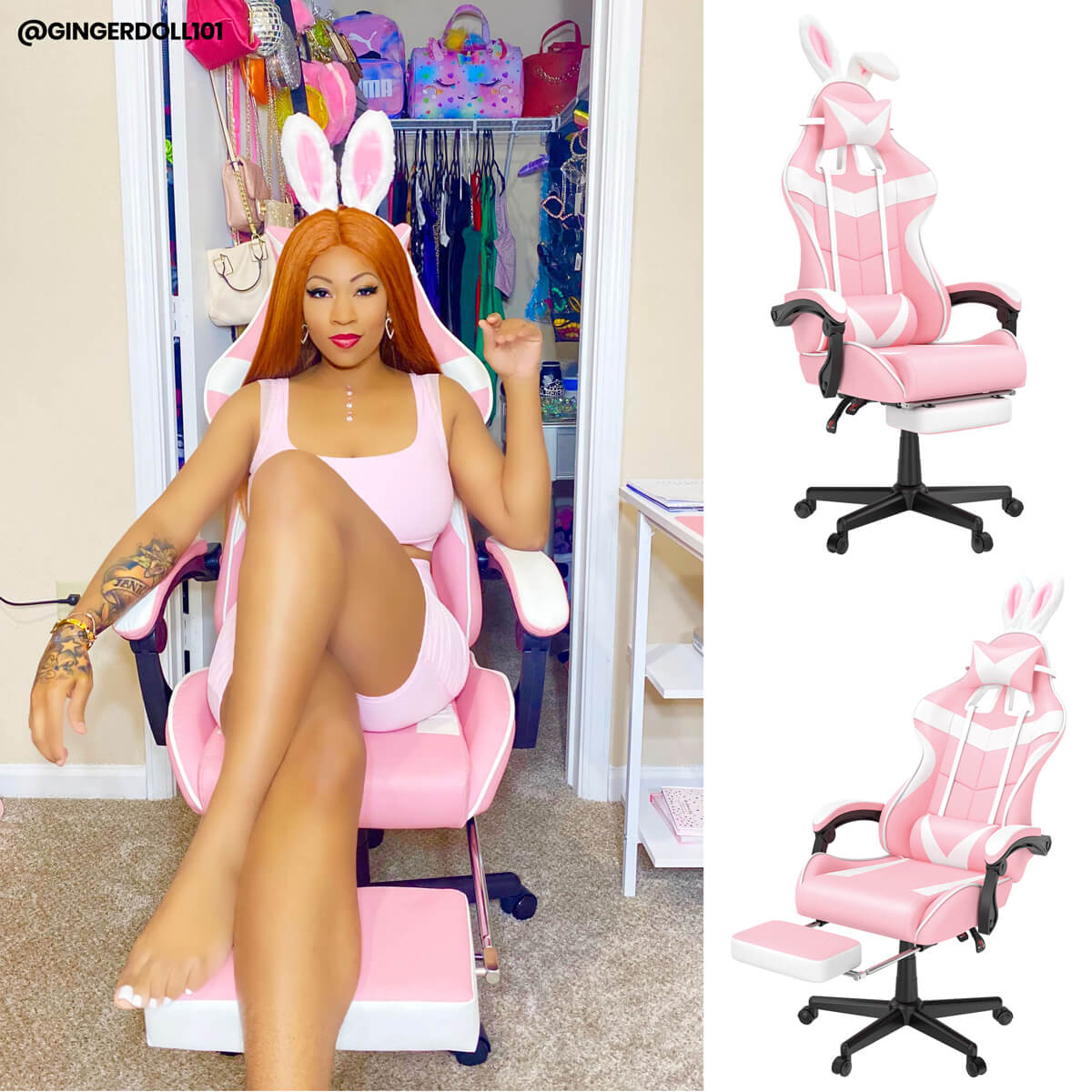 【@gingerdoll101 Recommended】Limited Edition Pink Gaming Chair High Back Chair for Girl Gamer