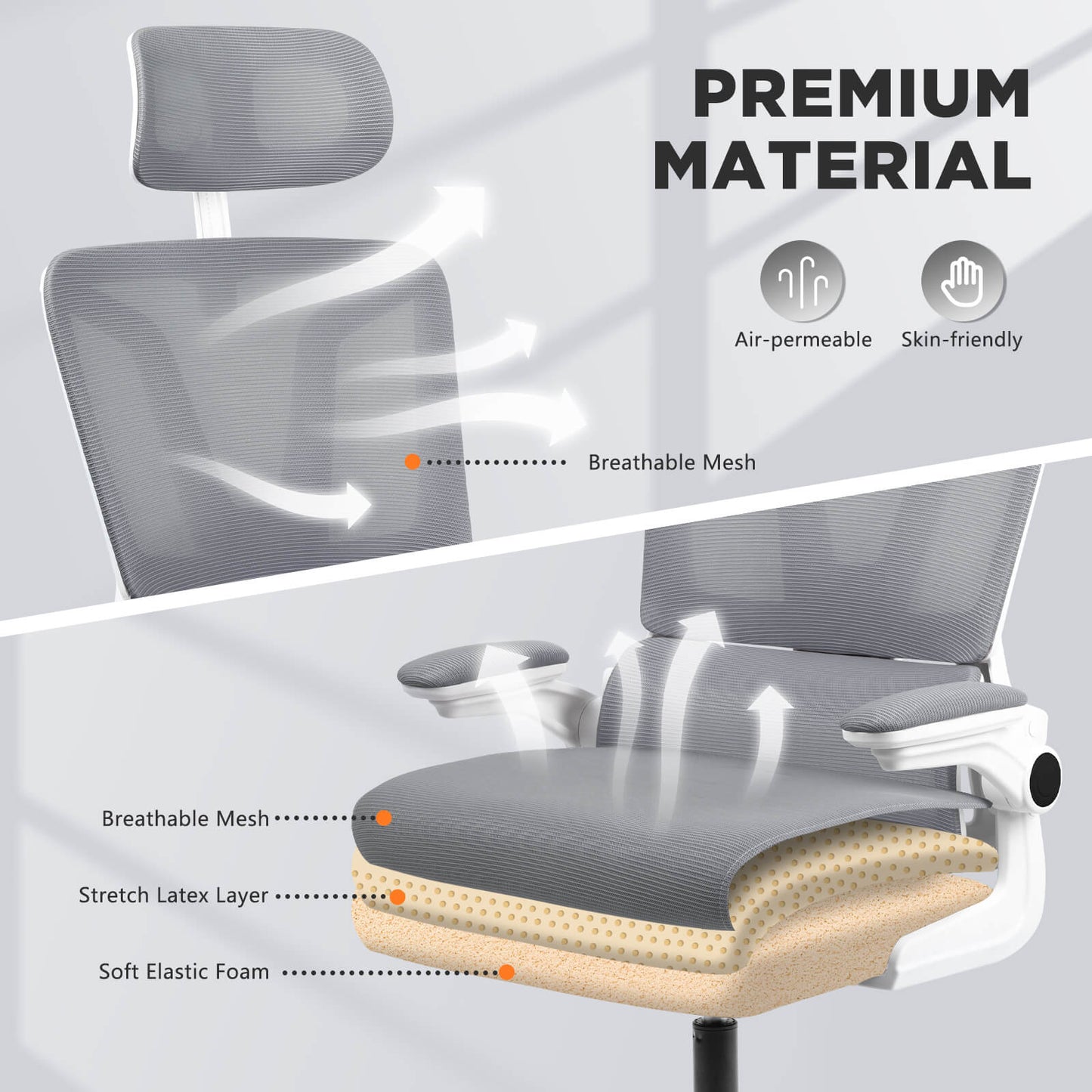 Soontrans Ergonomic Breathable Mesh Office Chair - Dark Gray