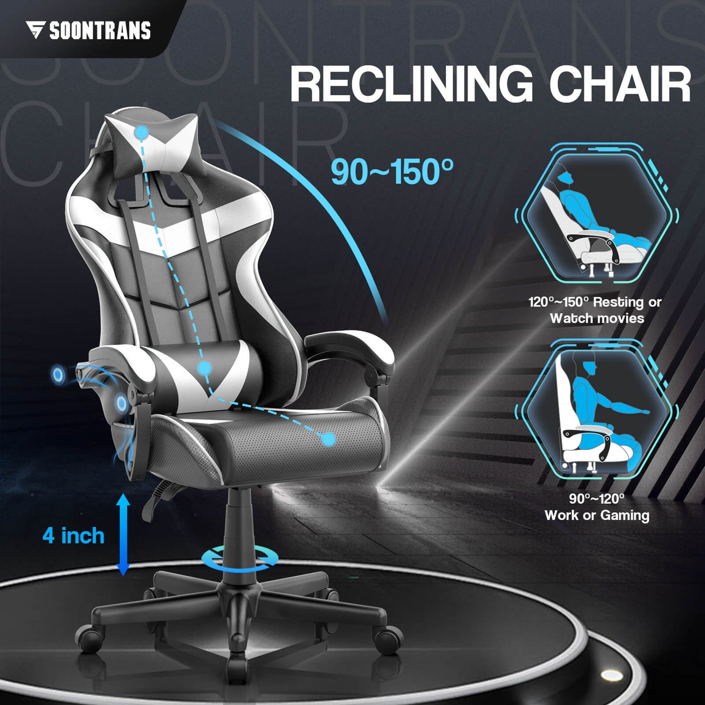 Captain Series Basic White Gaming Chair Without Footrest Good Desk Chairs for Gaming
