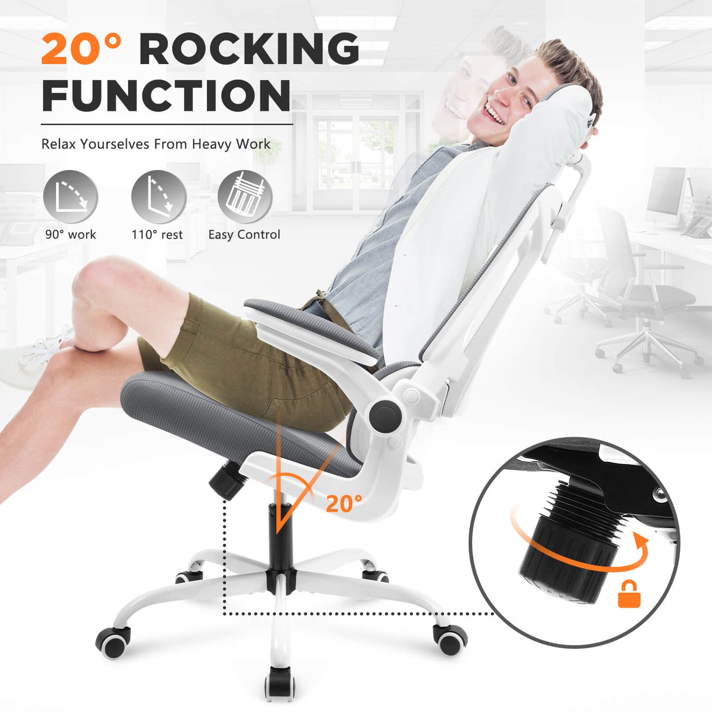 Soontrans Ergonomic Breathable Mesh Office Chair - Dark Gray