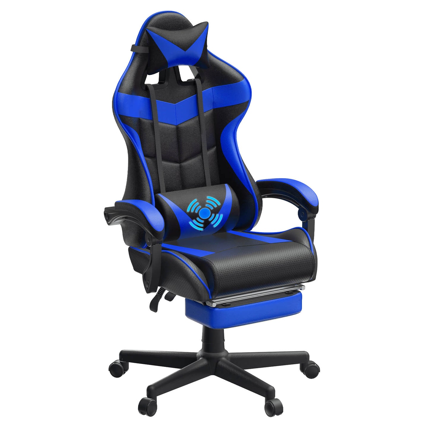 Sedia da gioco ergonomica Captain Series Storm Blue con poggiapiedi