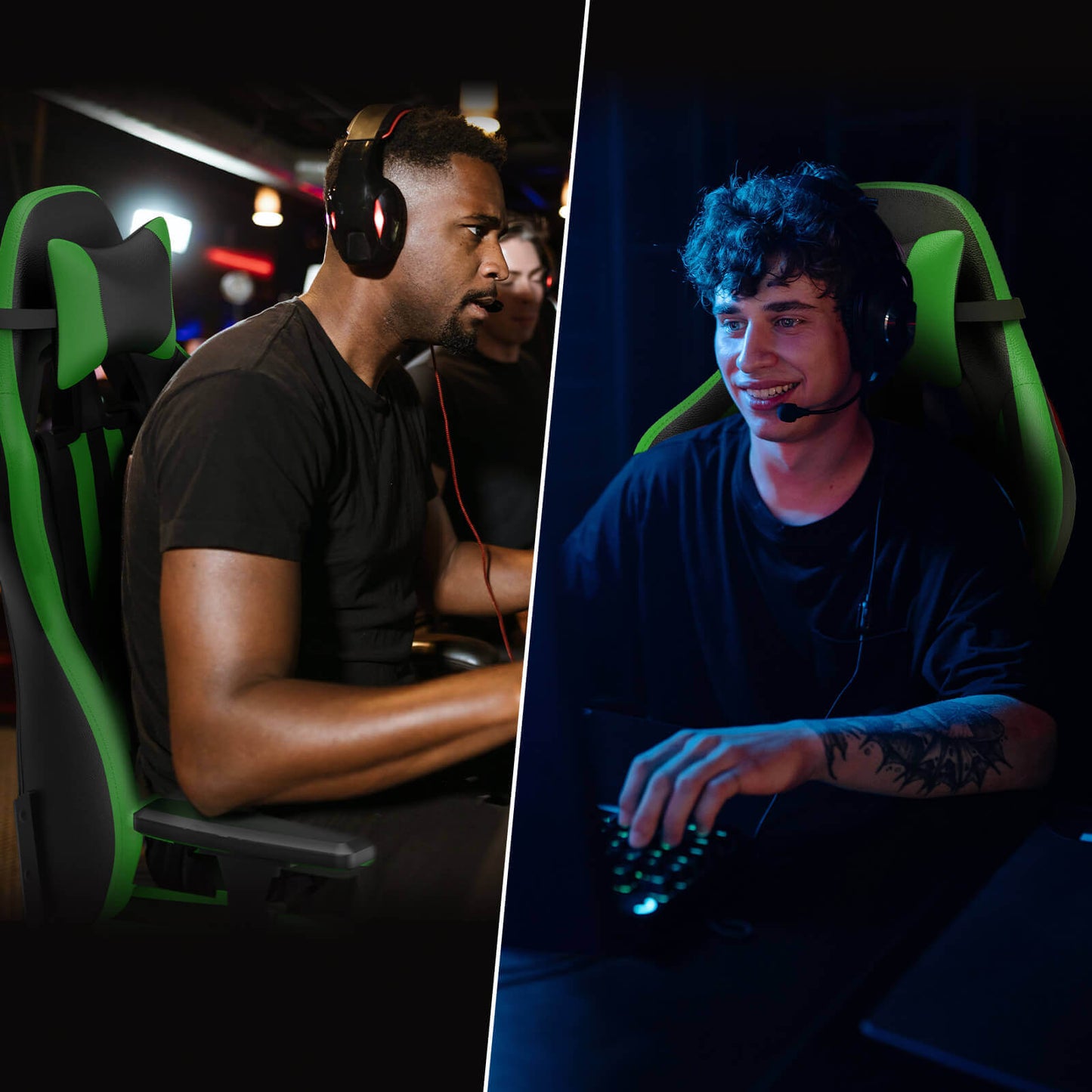 【Designed for Pro】Alpha Series Green Reclining Gaming Chair with Footrest Ergonomic Video Game Chair