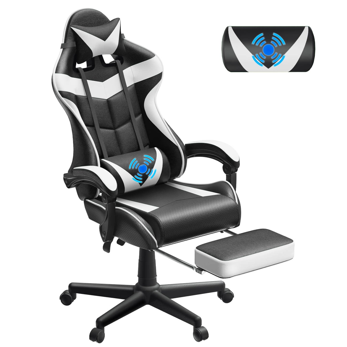 Captain Series Polar White Racing Gaming Chair with Footrest