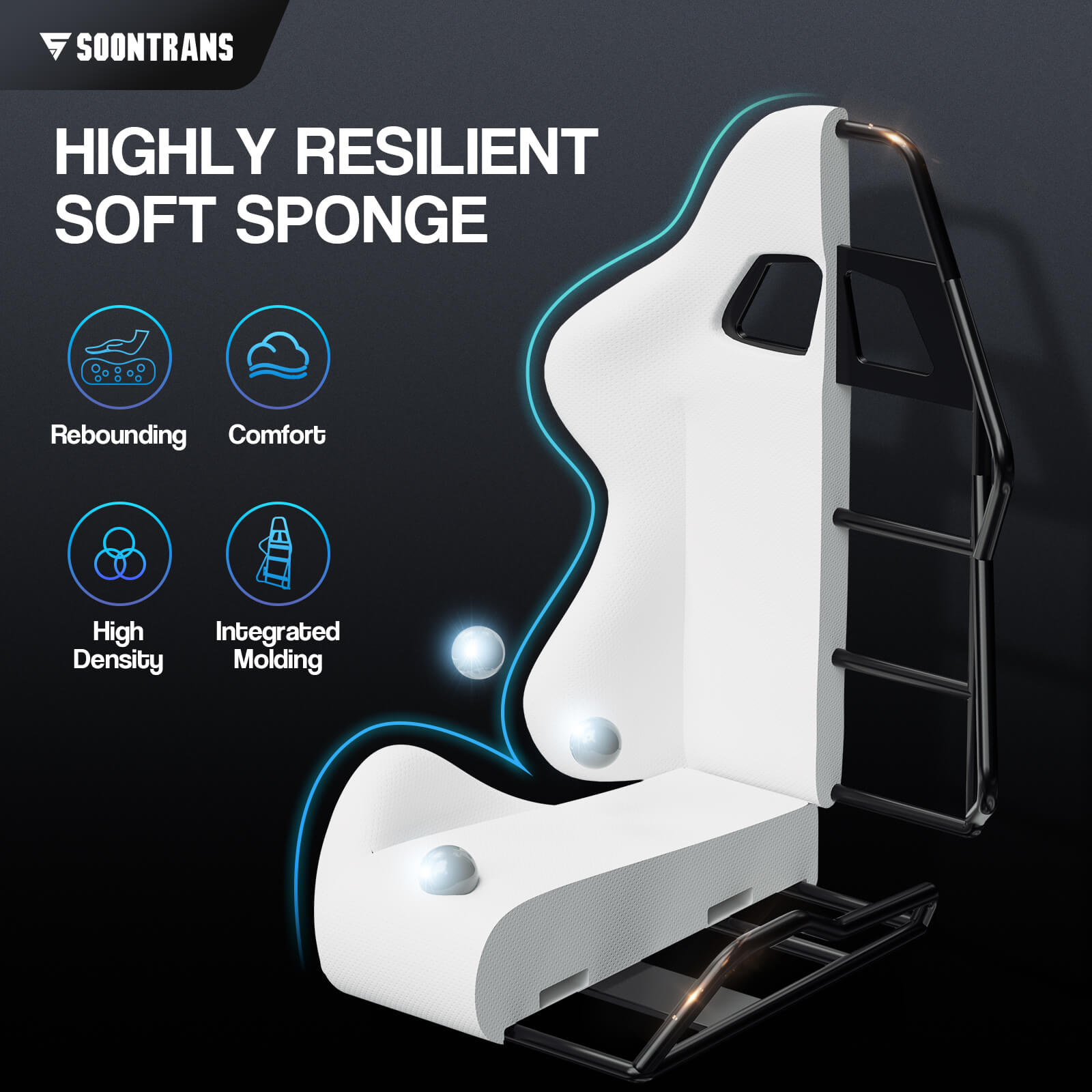 【CAPTAIN 2.0】Polar White Gaming Chair with Footrest - SOONTRANS