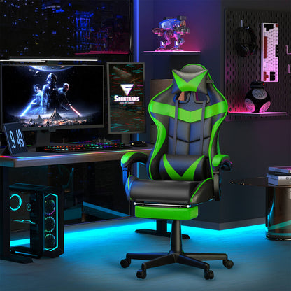 【CAPTAIN 2.0】Jungle Green Gaming Chair with Footrest - SOONTRANS