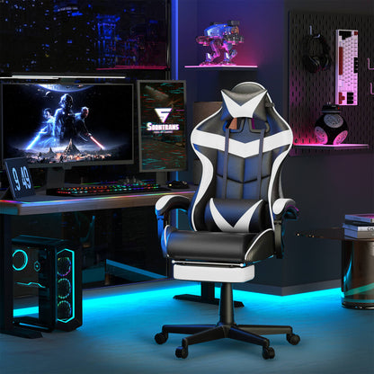 【CAPTAIN 2.0】Polar White Gaming Chair with Footrest - SOONTRANS