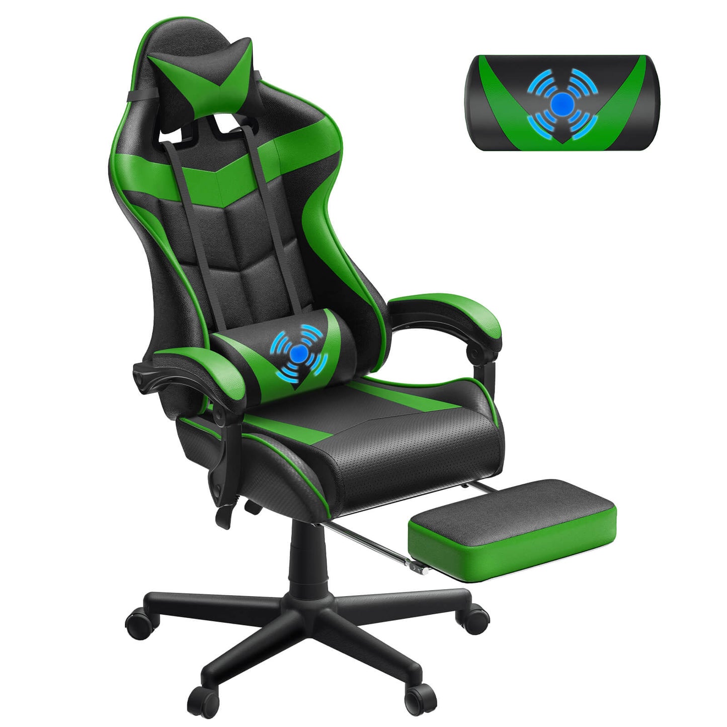 【CAPTAIN 2.0】Jungle Green Gaming Chair with Footrest - SOONTRANS