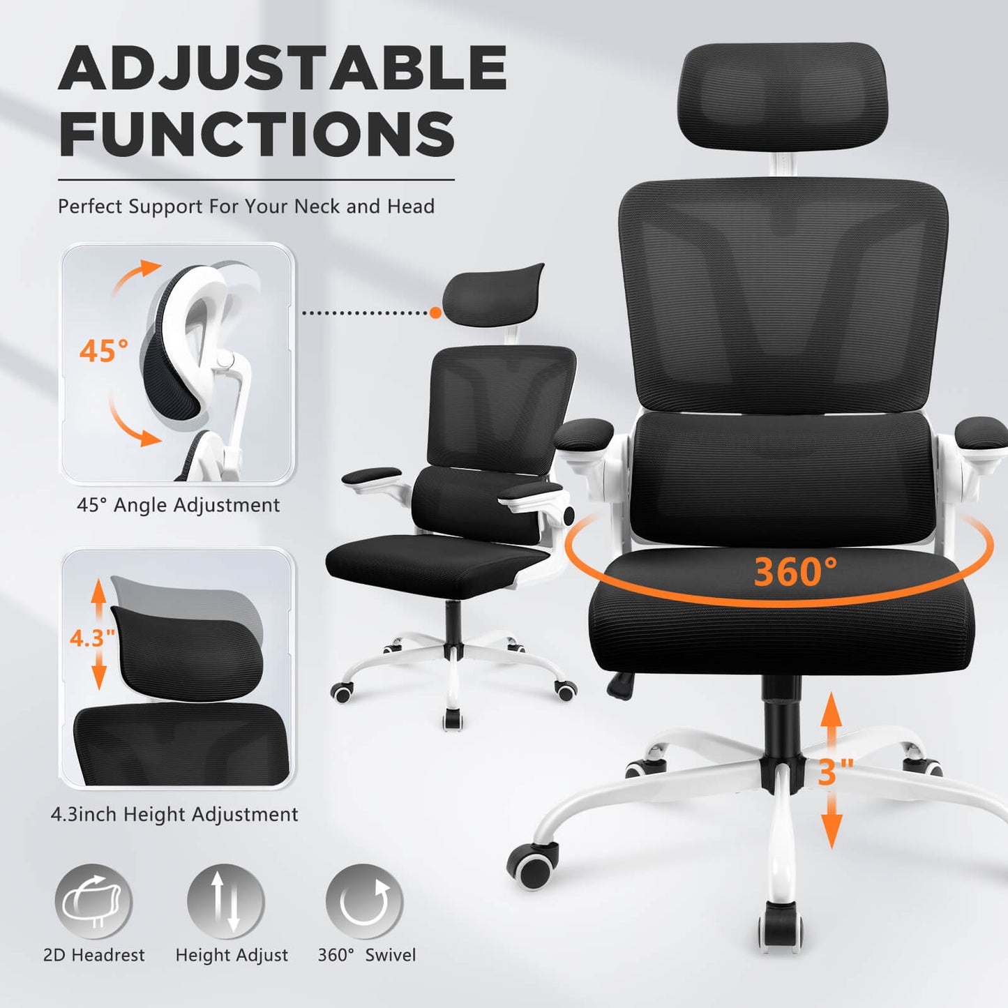 Soontrans Ergonomic Breathable Mesh Office Chair - Black