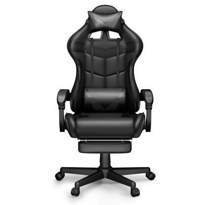 【Free Shipping | $20 off at checkout】Limited Edition Massage Gaming Chair Home Office Carbon Black Chair with Leg Rest - SOONTRANS