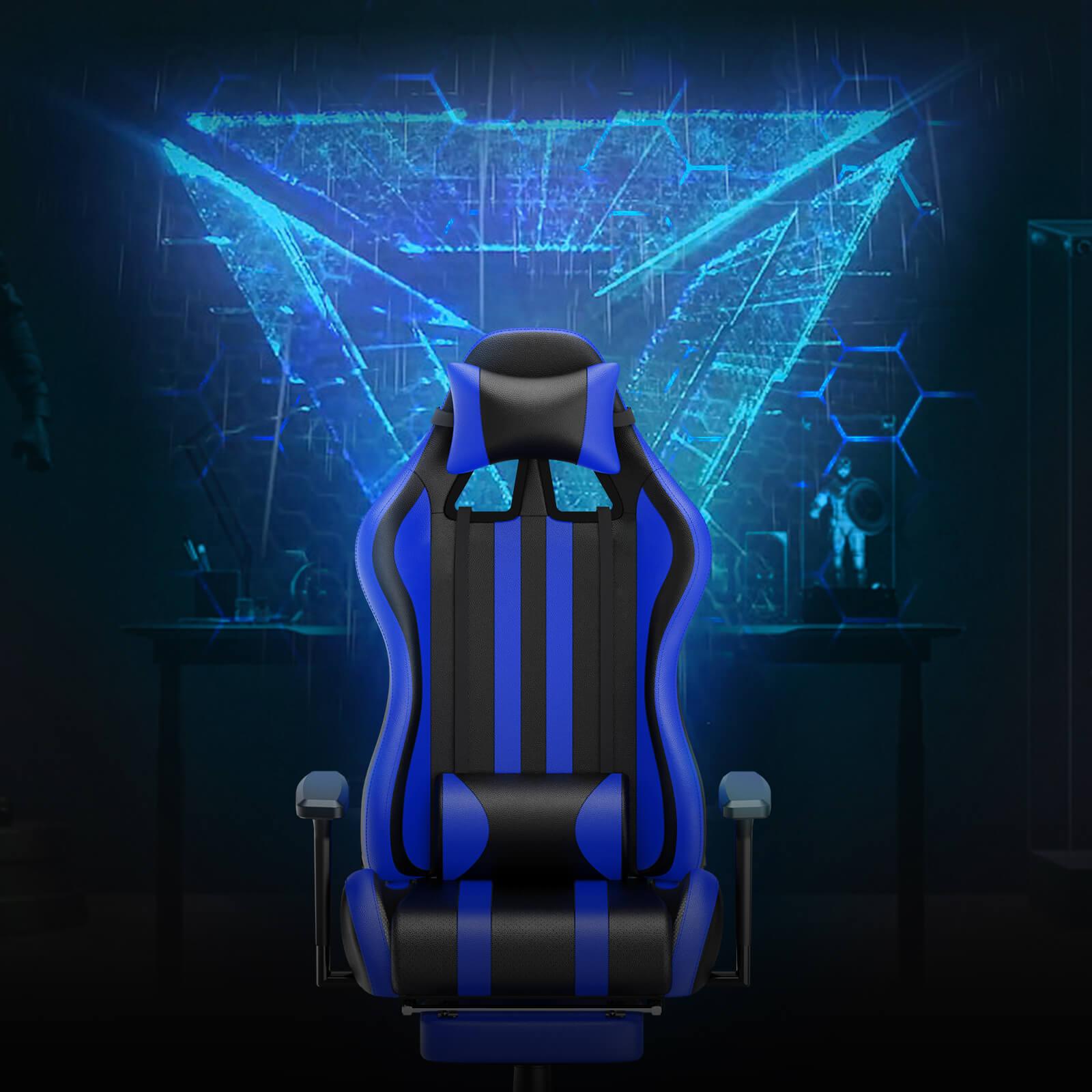 Alpha Series Pro Version Gaming Chair with Footrest Blue Gaming Recliners for Adults - SOONTRANS