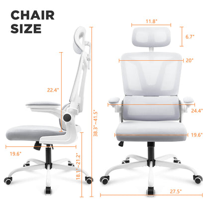 Sedia da ufficio ergonomica in rete traspirante Soontrans - Bianco Grigio 