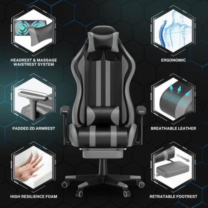 Alpha Series Upgrade Version Office Gaming Chairs for Better Posture Gaming Recliner Chair for Adults with Leg Rest - SOONTRANS