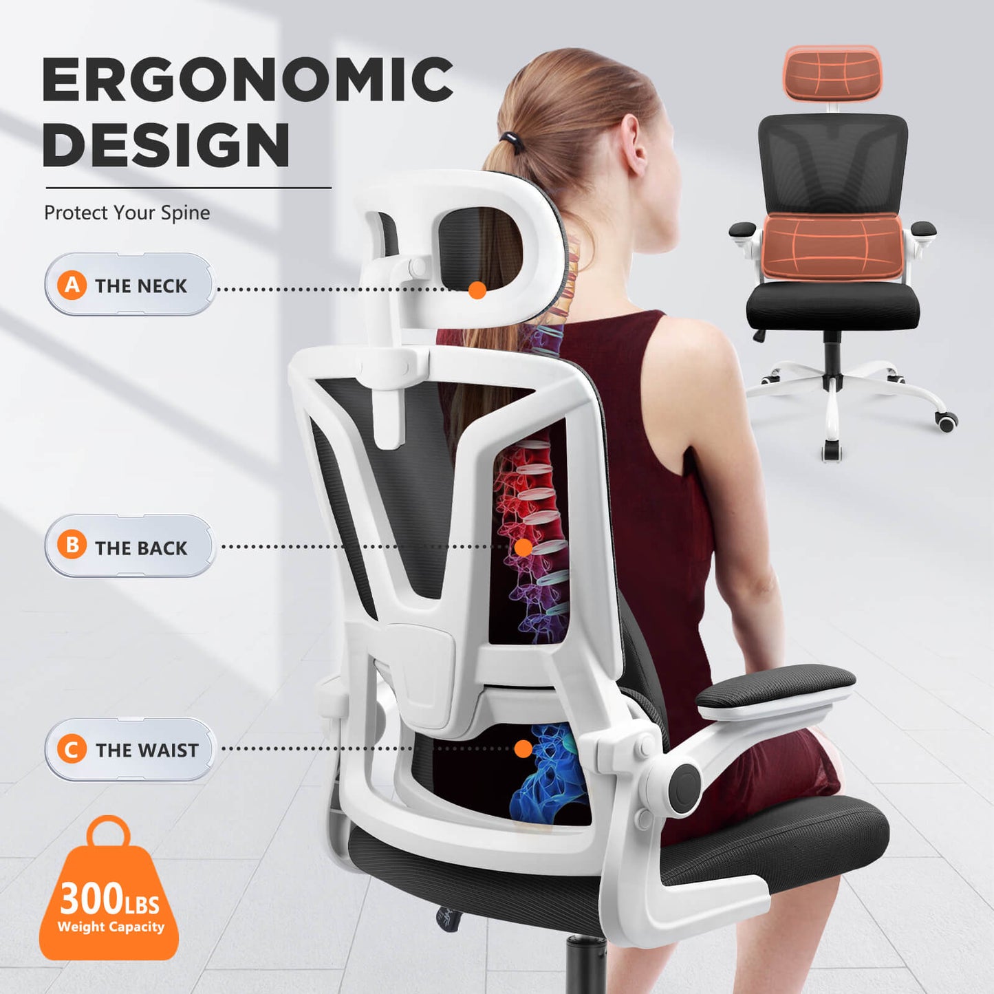 Soontrans Ergonomic Breathable Mesh Office Chair - Black