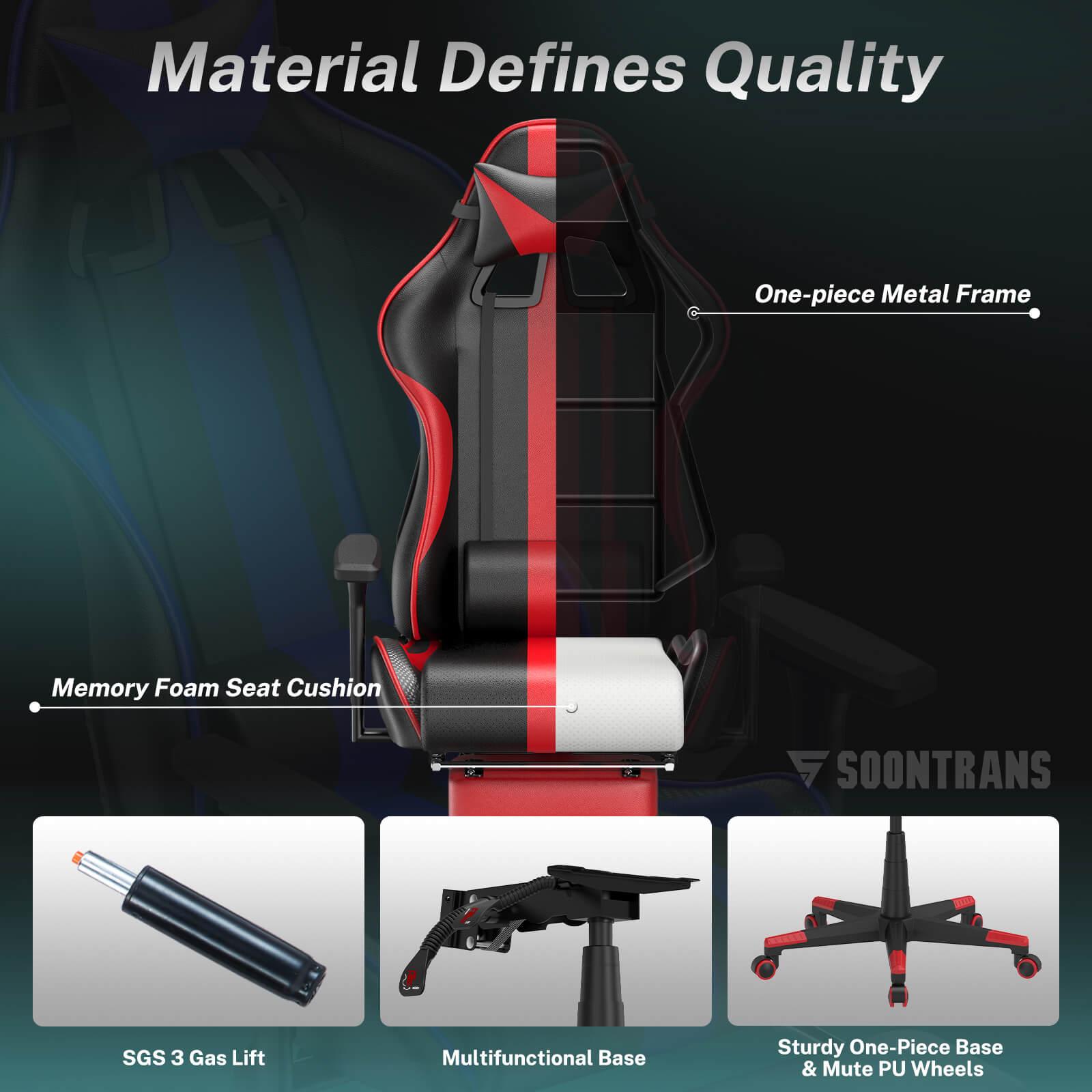 AMG Series Upgrade Version Racing Style Red Gaming Chair for Tall People with Thicken Footrest - SOONTRANS