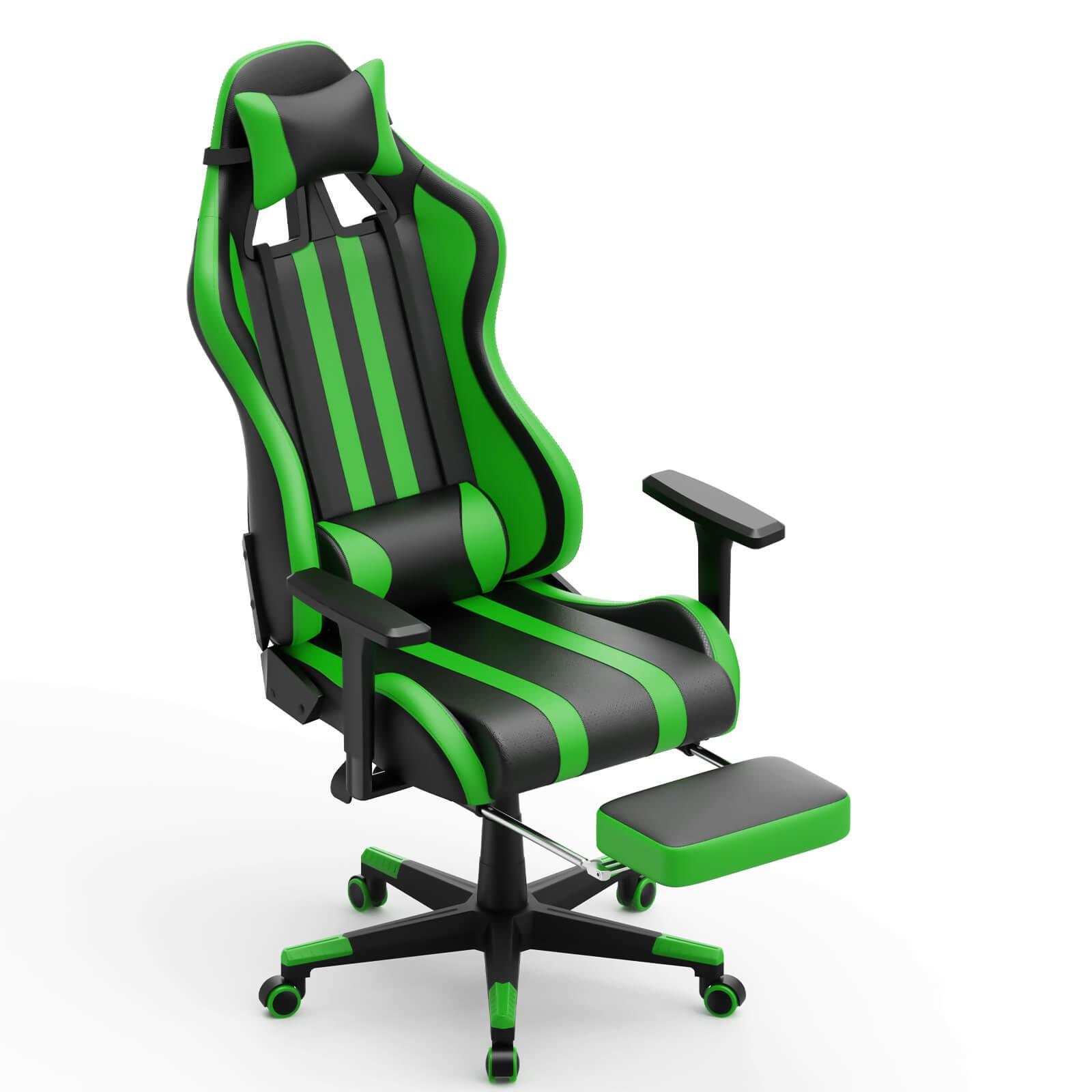 Alpha Series Upgrade Version Recommended Gaming Chairs Green Comfy Gaming Chair with Footrest - SOONTRANS