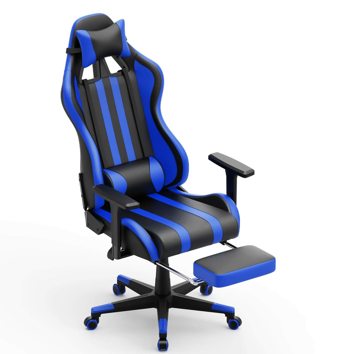 Alpha Series Pro Version Gaming Chair with Footrest Blue Gaming Recliners for Adults - SOONTRANS