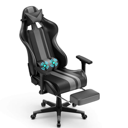 AMG Series Upgrade Version Office Chairs for Gaming Black and Grey Gaming Chair with Footrest - SOONTRANS