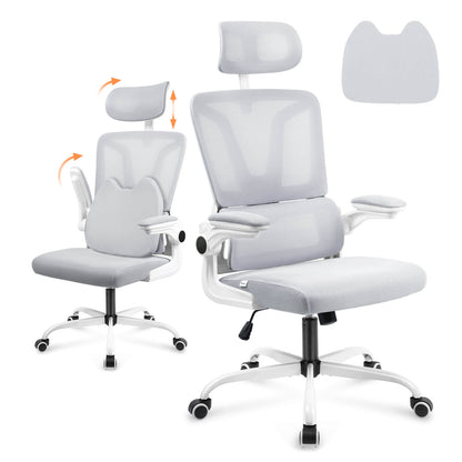 Sedia da ufficio ergonomica in rete traspirante Soontrans - Bianco Grigio 