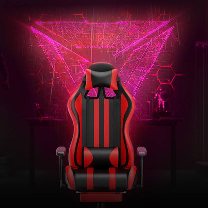 Alpha Series Upgrade Version Lumbar Gaming Chair with Footrest Red High Back Ergonomic Desk Chair - SOONTRANS