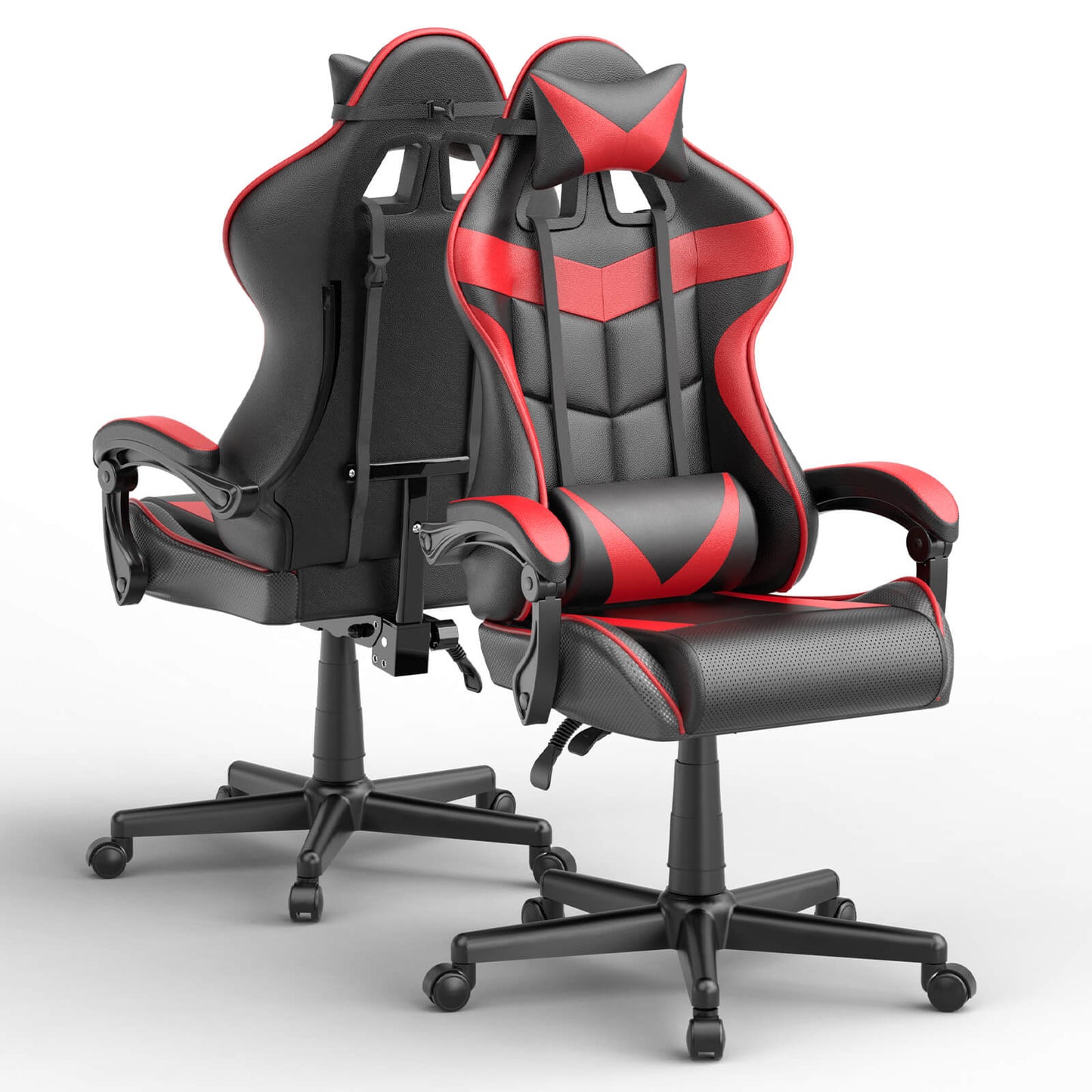 Sedia da gioco Captain Series Versione senza poggiapiedi Sedile da corsa ergonomico (Rosso)