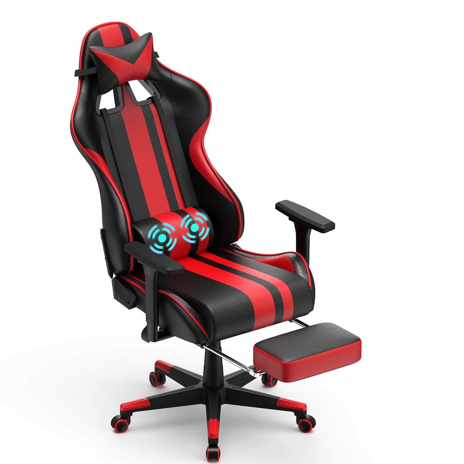 AMG Series Upgrade Version Racing Style Red Gaming Chair for Tall People with Thicken Footrest - SOONTRANS