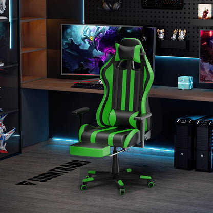 Alpha Series Upgrade Version Recommended Gaming Chairs Green Comfy Gaming Chair with Footrest - SOONTRANS