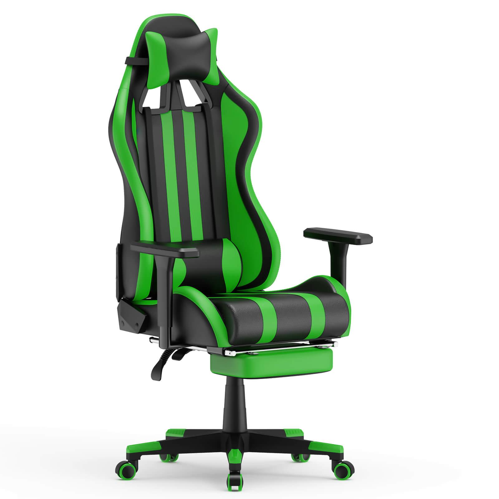 Alpha Series Upgrade Version Recommended Gaming Chairs Green Comfy Gaming Chair with Footrest - SOONTRANS