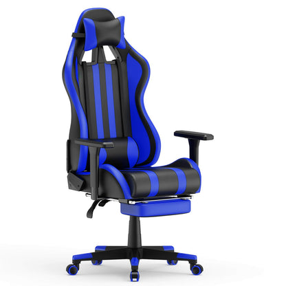 Alpha Series Pro Version Gaming Chair with Footrest Blue Gaming Recliners for Adults - SOONTRANS